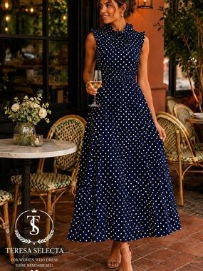 Karl Lagerfeld Paris Polka Dot Bow Neck Sleeveless Maxi Dress Size 6